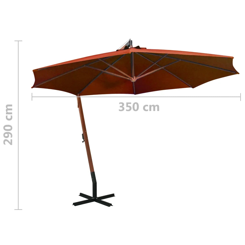 Ombrellone a Sbalzo Terracotta 3,5x2,9 m Palo in Abete Massello 313771