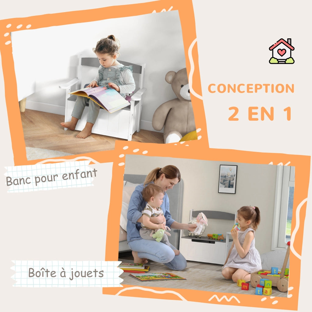Baule giocattoli 2 in 1 con schienale e braccioli ¨C zephmum ¨C 68.5x34x58 cm
