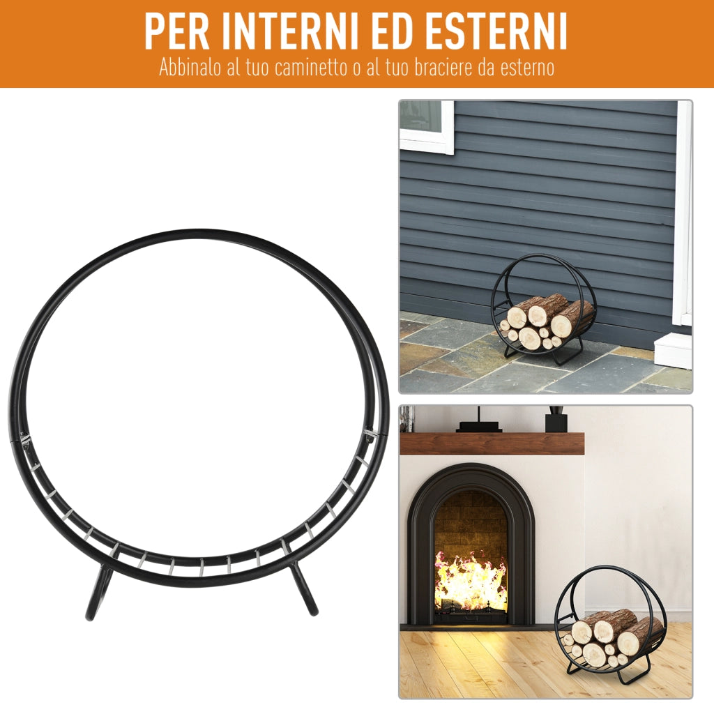 Cestino Porta Legna in Metallo ¨C zephmum ¨C Nero 45x29.5x47cm