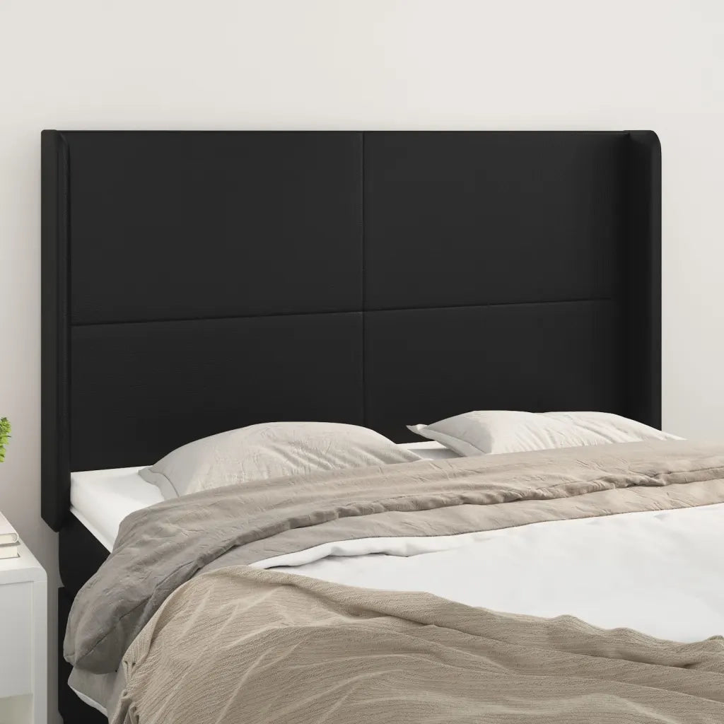 Testiera | Testata ad Orecchio Nera 147x16x118/128 cm in Similpelle