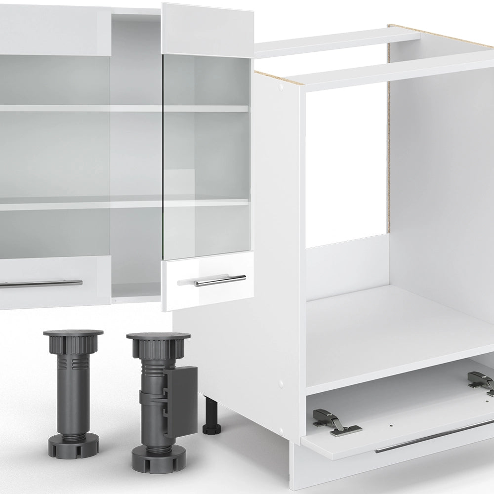 Cucina componibile Fame-Line Bianco lucido/Bianco 300 cm, PL Antracite Vicco