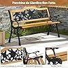 Panchina da Giardino in Metallo e Legno, Panca da Esterno con Braccioli Curvi e Schienale Attraente, Panca Ergonomica per 3 Persone da Balcone, Cortile e Patio, Portata 213 kg (Rosa grande)