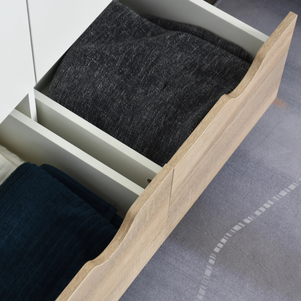 Armadio a Due Ante in Legno con Ripiani e Cassetti ¨C Zephmum ¨C Bianco 80x40x180cm