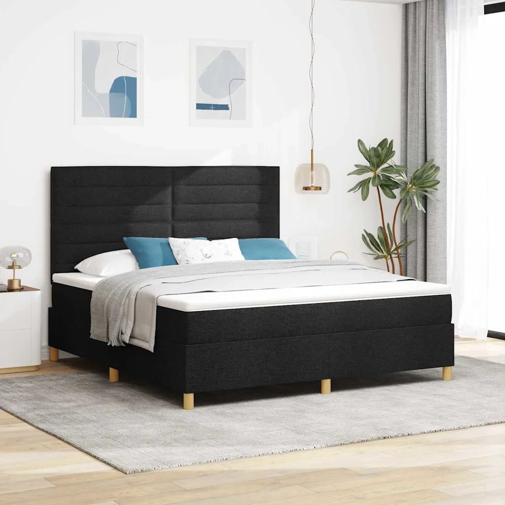 Letto a Sorgente LED con materasso Nero 180 x 200 cm Tessuto