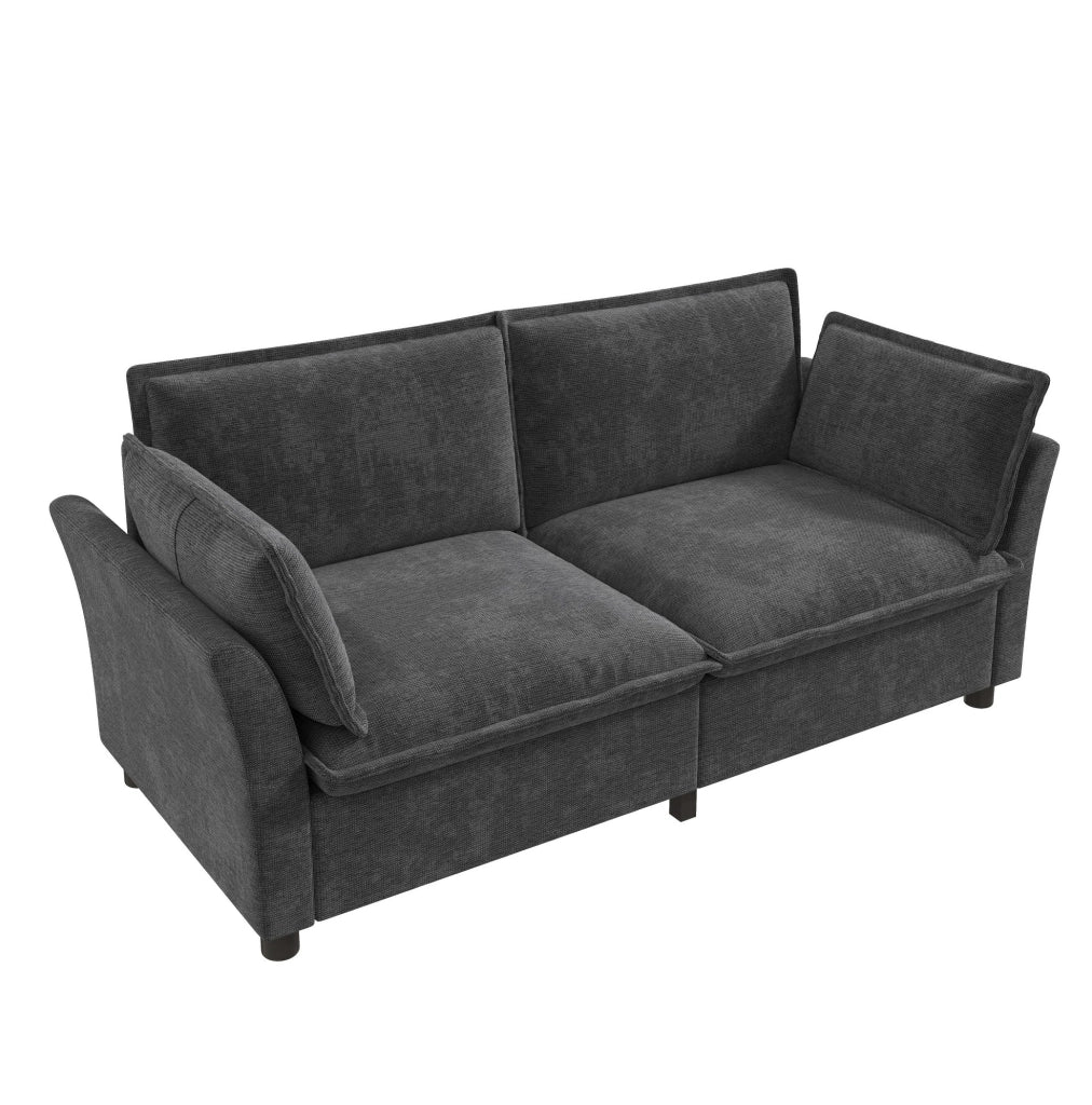 Divano modulare 2 posti 155 x 81 x 87 cm in chenille grigio