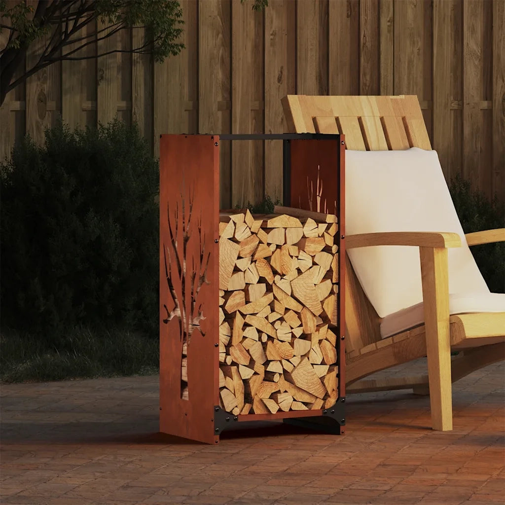 Rastrelliera per Legna da Ardere 40x30x80 cm in Acciaio Corten 864230