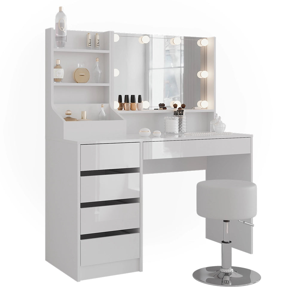 Vicco Tavolo da toeletta Bianco/bianco lucido 119.8 cm 4 parti
