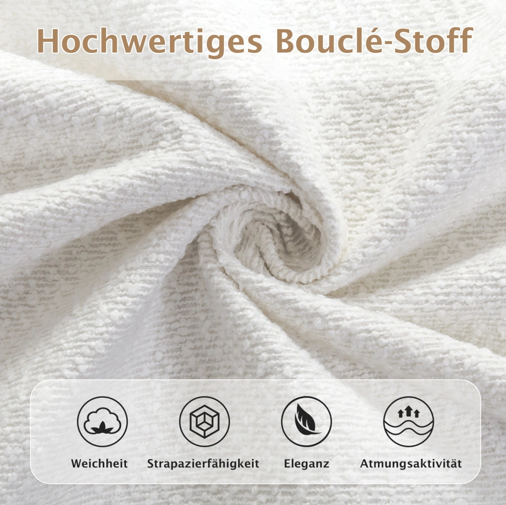 Letto imbottito con contenitore idraulico in bouclé beige