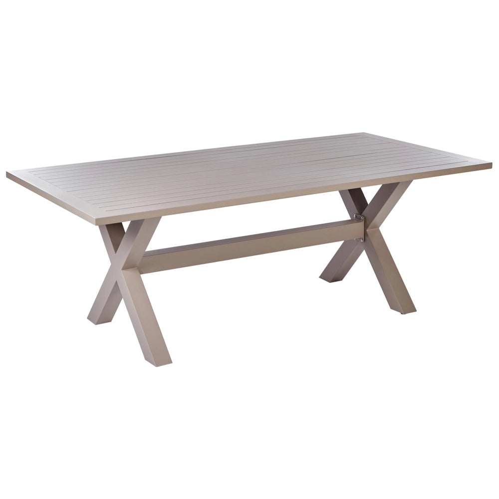 Tavolo da pranzo per esterno con piano a doghe in alluminio grigio 200 x 105 cm rettangolare per esterno moderno industriale
