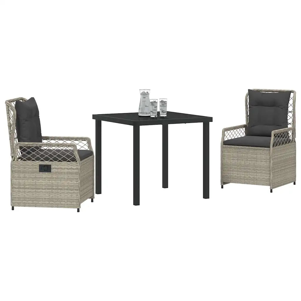 Set da Pranzo per Giardino 3 pcs Grigio chiaro polyrattan 3381016