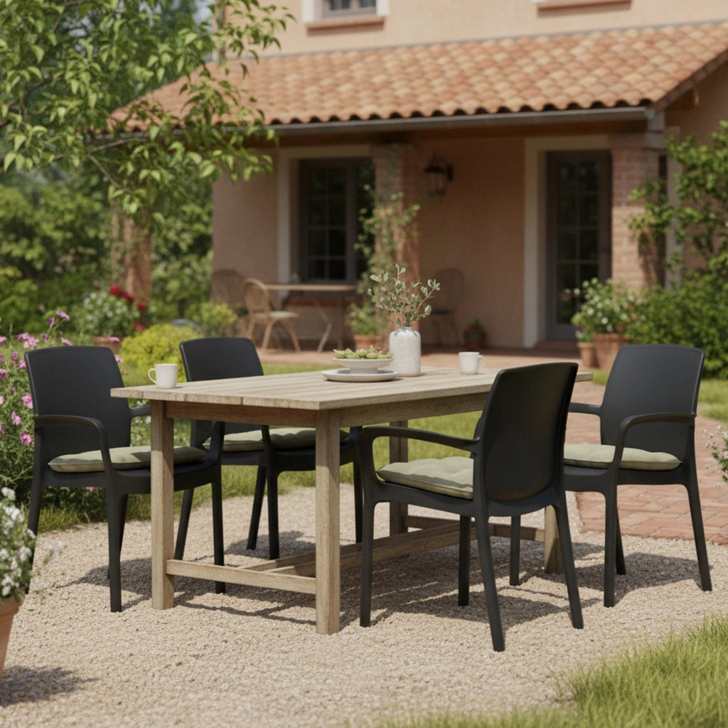 Sapps, Sedia da Esterno 4 Sedie Made in Italy, Nero Antracite