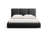 Cosmopolitan Design - Letto a cassettone con testiera "Nicolas" 160x200cm in velluto grigio scuro 