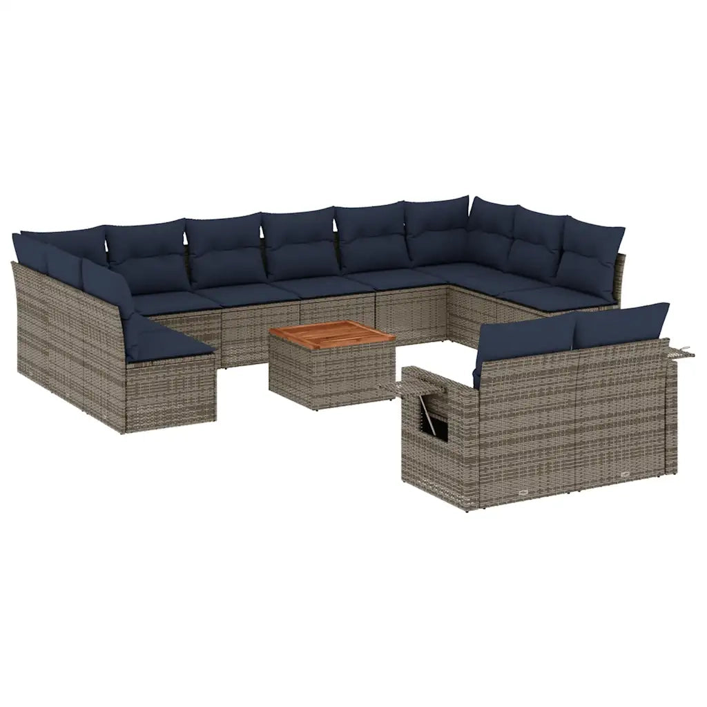 Set Divani da Giardino 13 pz con Cuscini Grigio in Polyrattan 3224801