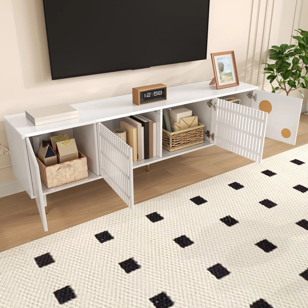 Cassettiera per TV bianca in MDF lunghezza 170 cm