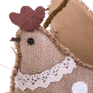 Set 2 Contenitori in Tessuto a Forma di Gallina H 16 cm