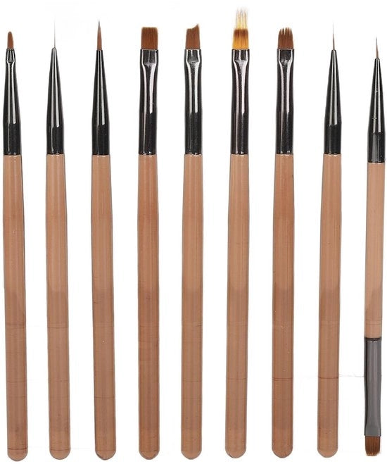 Set di pennelli per nail art 9 pezzi - Design ergonomico - Per geli - Innovativo design - Pennelli per nail art