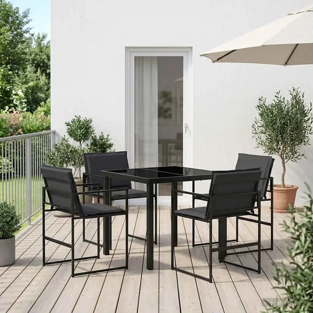 Set da Pranzo per Giardino 5 pcs Nero e Grigio scuro 3448899