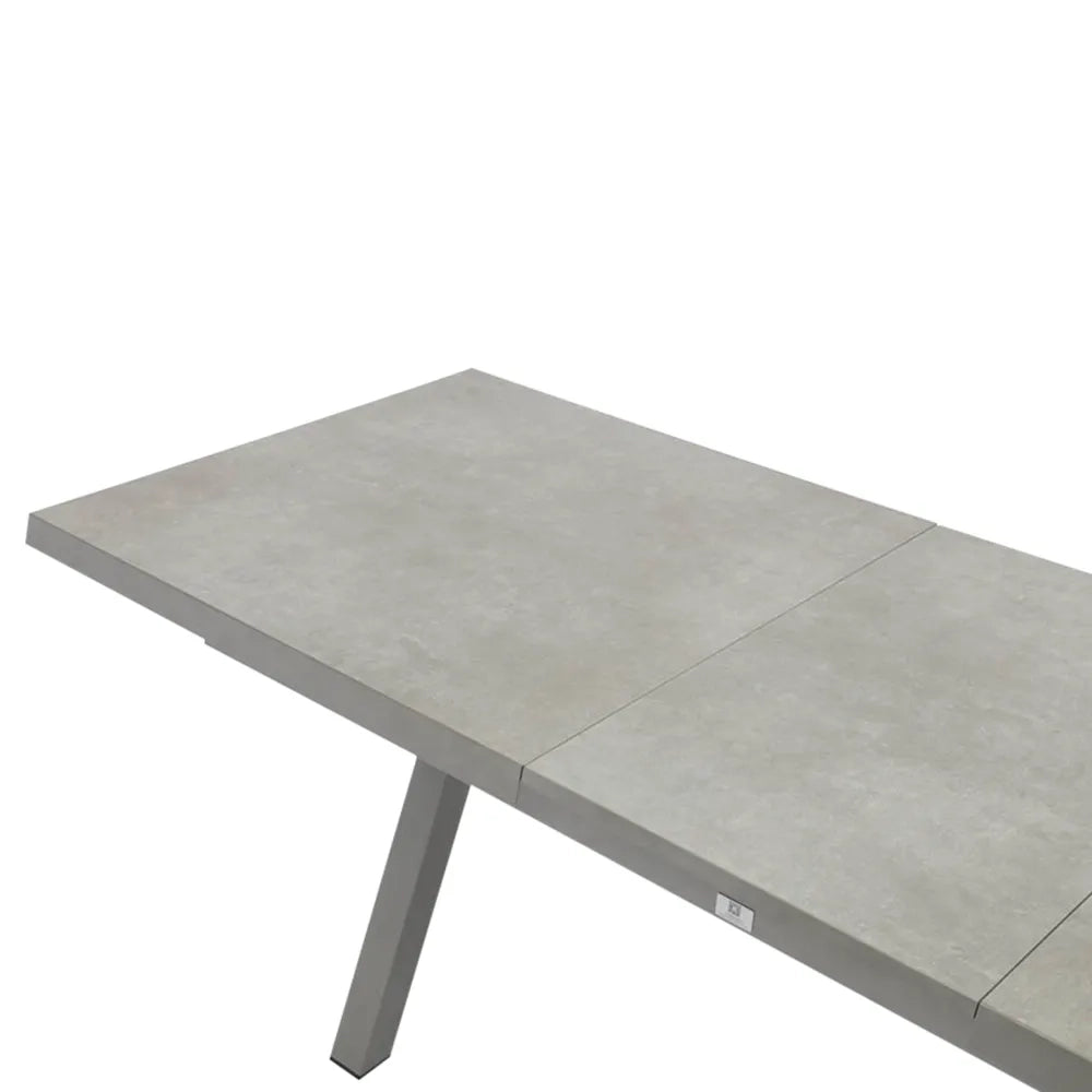 Tempo Style - Tavolo da pranzo allungabile Buda | Tavolo da pranzo per esterni grigio 200/260 x 100 x 74cm | Tavolo allungabile in alluminio e top ceramica, resistente alle intemperie