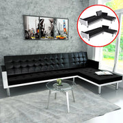 Divano Letto a L in Similpelle Nero 244328