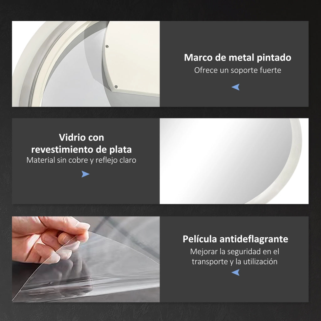 Specchio da Bagno con Luci LED Antivaho 70x70cm ¨C zephmum ¨C Bianco