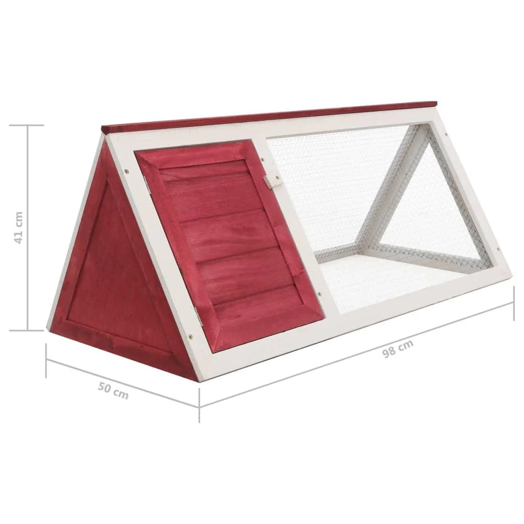 Conigliera per piccoli animali 98 x 50 x 41 cm legno rosso e bianco 02_0000615