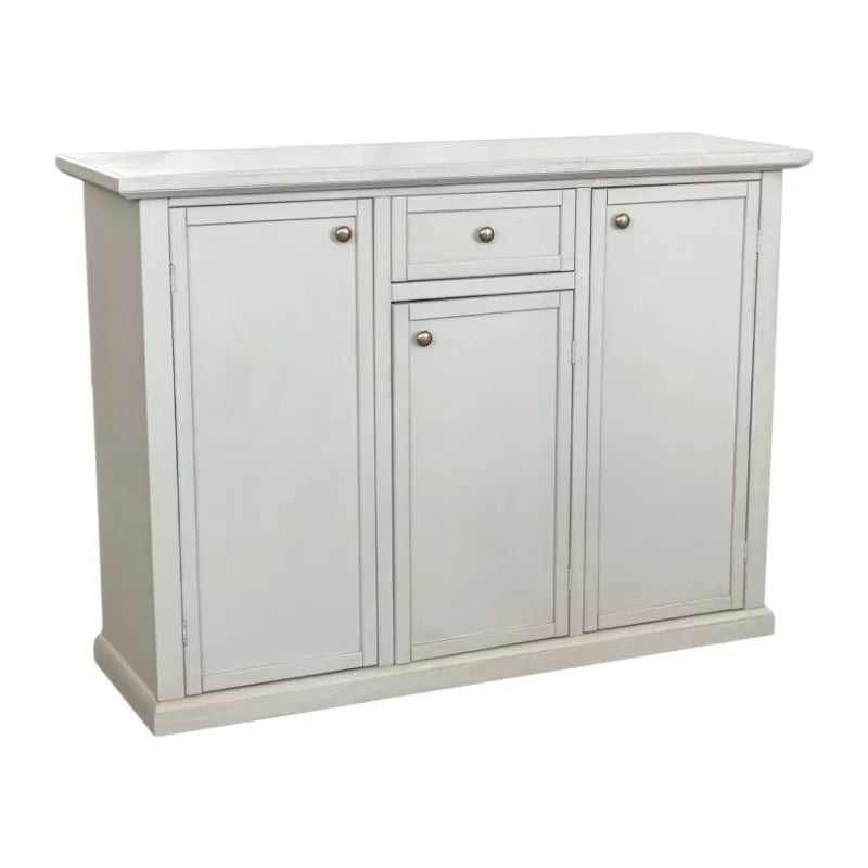 Madia credenza 3 ante 1 cassetto legno shabby bianco anticato 120x39x85 - Mobili 2G
