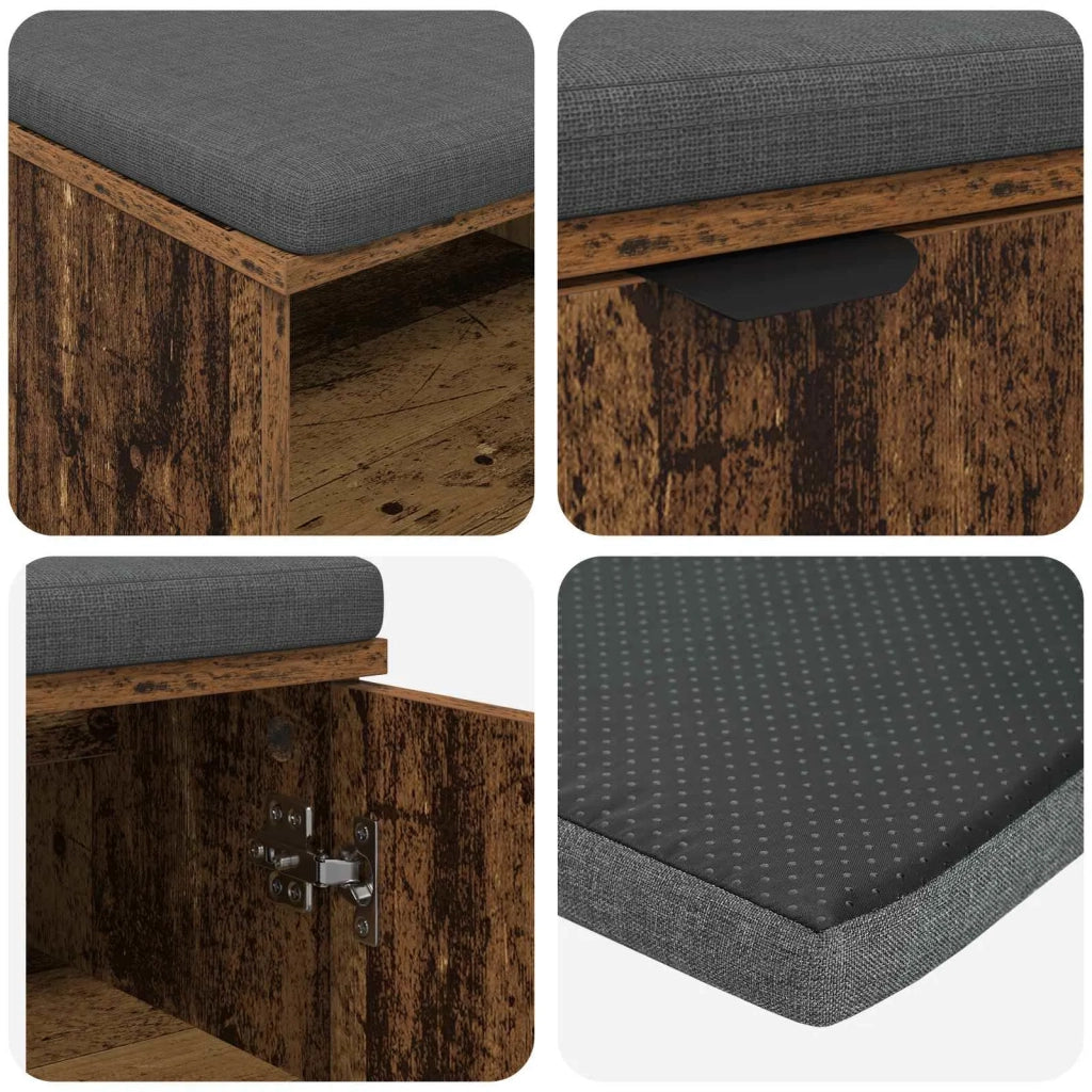 Panca per ingresso con cuscino-Sgabello-Panca da Corridoio Legno vecchio 60 x 38 x 46 cm 820507