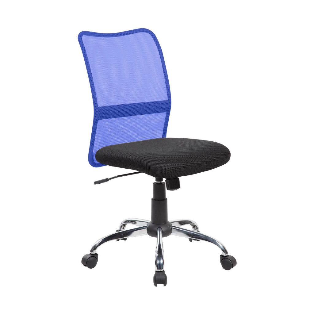Sedia da ufficio Maysak, Sedia operativa a rete, Seduta ergonomica da ufficio, 57x46h90/100 cm, Nero e Blu
