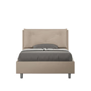 Letto 1 Piazza E Mezzo 120x210 cm con Rete Imbottito in Similpelle Appia Large Tortora