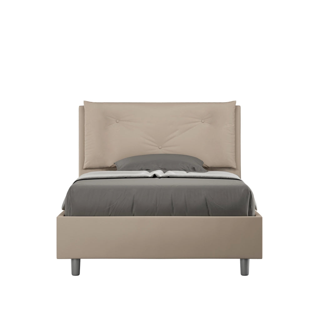 Letto 1 Piazza E Mezzo 120x210 cm con Rete Imbottito in Similpelle Appia Large Tortora