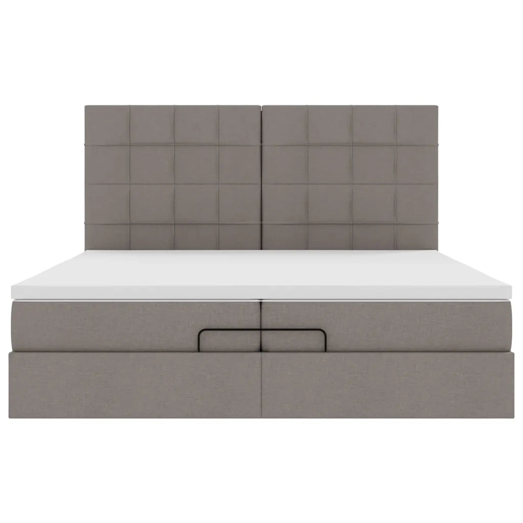 vidaXL Struttura Letto Pouf con Materassi Tortora 200x200 cm Tessuto