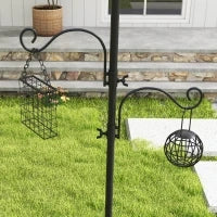 Mangiatoia per Uccelli con 6 Ganci e 4 Contenitori per Mangime in Acciaio, 58x58x226cm