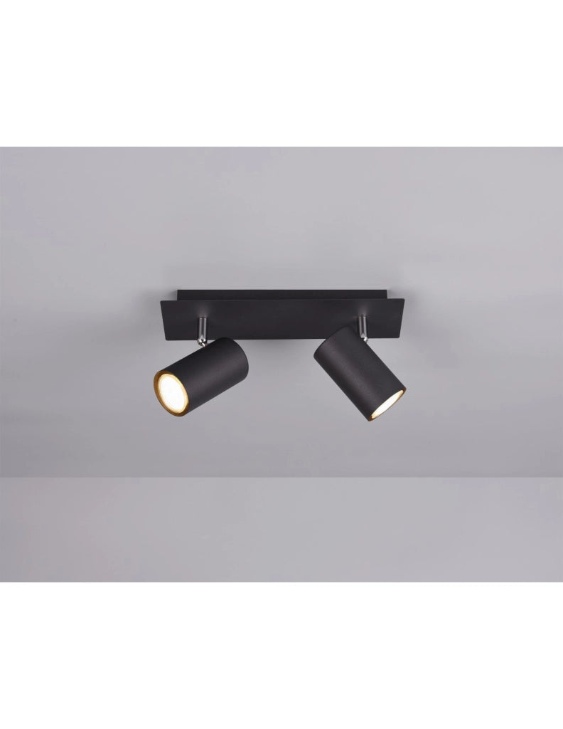 Plafoniera 2 Faretti Spot Orientabili Marley Nero Trio Lighting