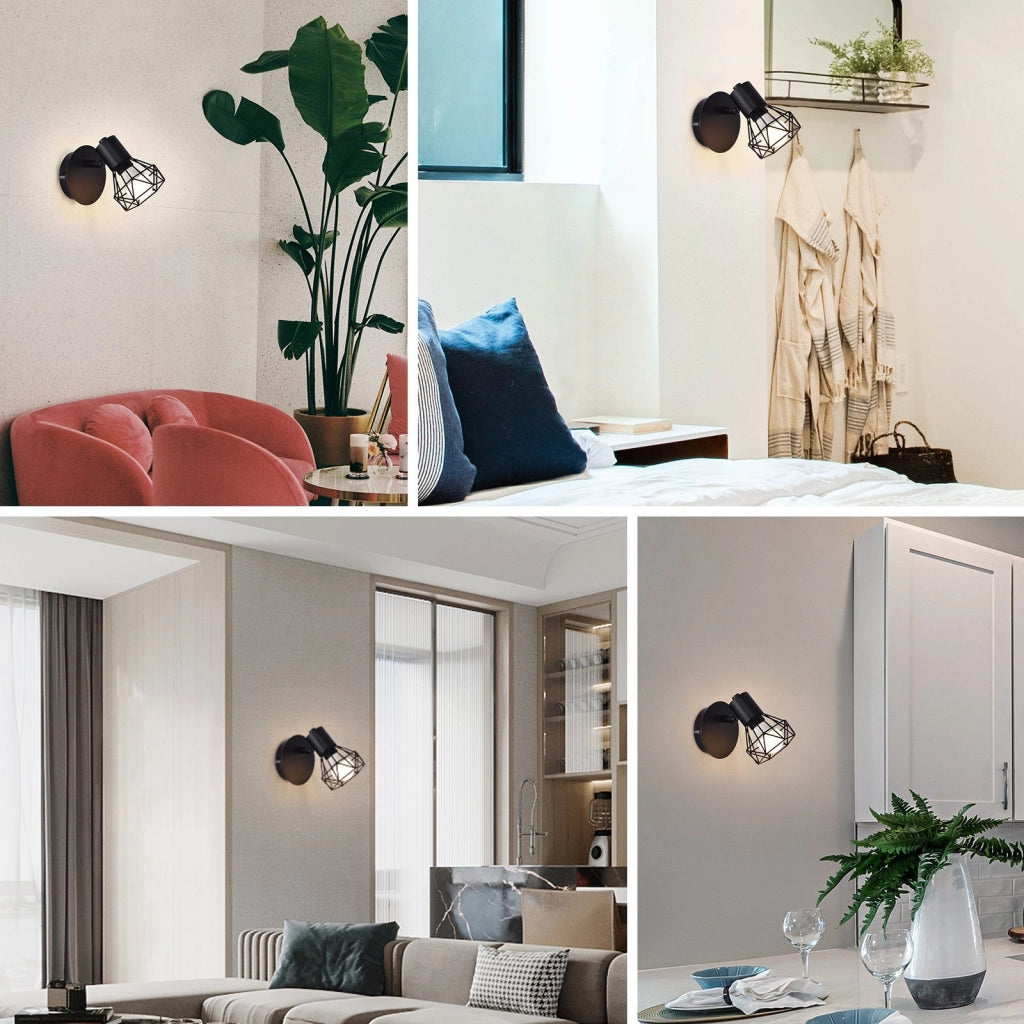 ZMH Plafoniera Vintage Faretto da soffitto Faretto da parete E14 orientabile 350° Retro