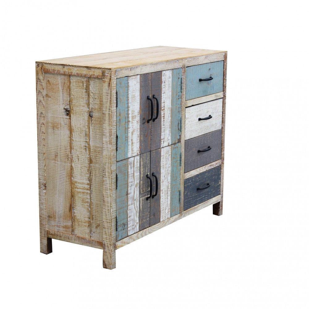 Mobile Edison 100x40x86 h cm in Legno Multicolor