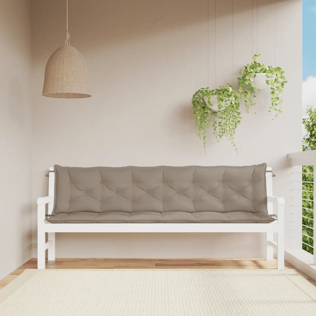 Cuscini Panca da Giardino 2 pz-Set di 2 Cuscini per panchina da esterno Tortora 200x50x7cm Tessuto Oxford