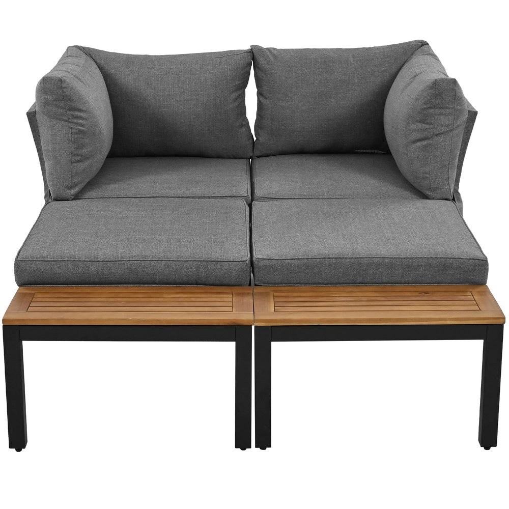 Set Lounge da Giardino 5 Pezzi con Divani, Tavolino e Tavolo in Acacia ¨C Xylo ¨C Grigio