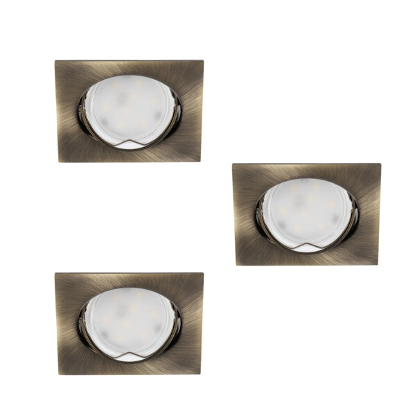 Kanlux TRIBIS II set 3 faretti incasso quadrati ottone GU10