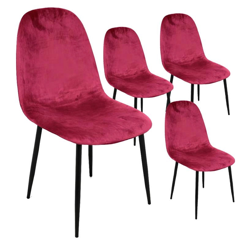 SEDIA IMBOTTITA IN TESSUTO TECNICO CON GAMBE NERE 52 X 44 X 88CM COLORE BORDEAUX