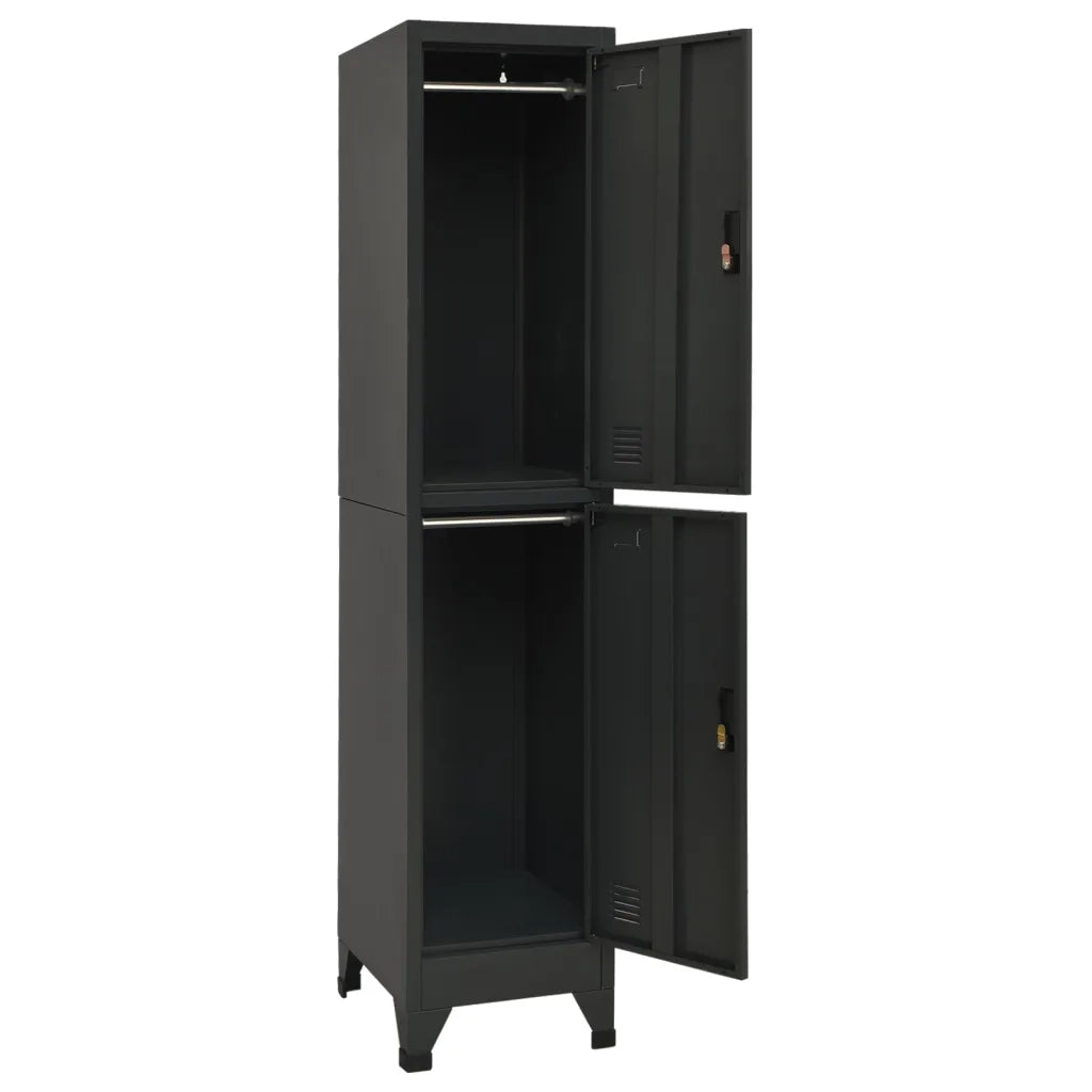 Armadietto moderno con scomparti adatto per scuola o ufficio 38 x 45 x 180 cm acciaio antracite 02_0046995