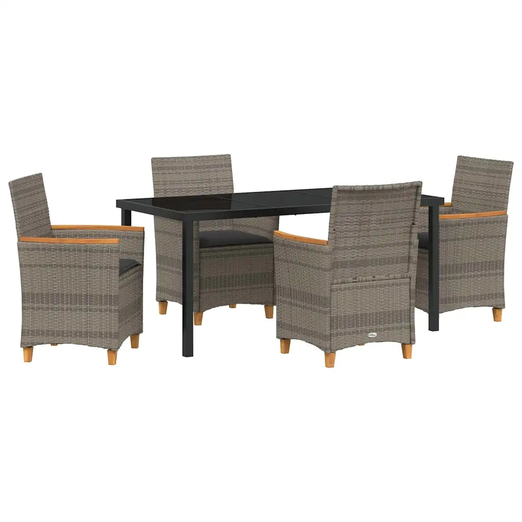Set da Pranzo per Giardino 5 pcs Grigio polyrattan 3381096
