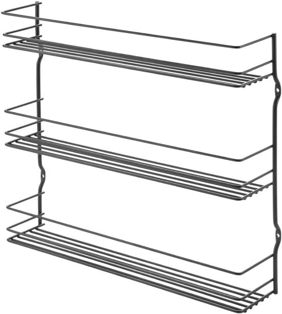 Sostegno di metallo per spezie da cucina - 36 x 8 x 32 cm nero