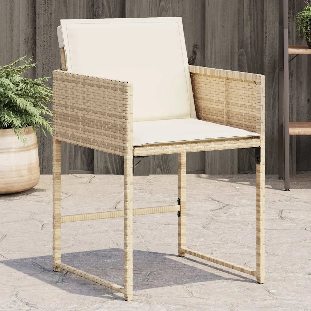 Sedie da Giardino con Cuscini 4 pz | Sedie da Esterno Beige in Polyrattan