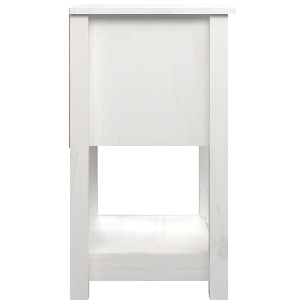 Set di 2 Comodini | Armadio da Notte | Mobiletto da notte Bianca 40x35x61,5 cm in Legno Massello di Pino