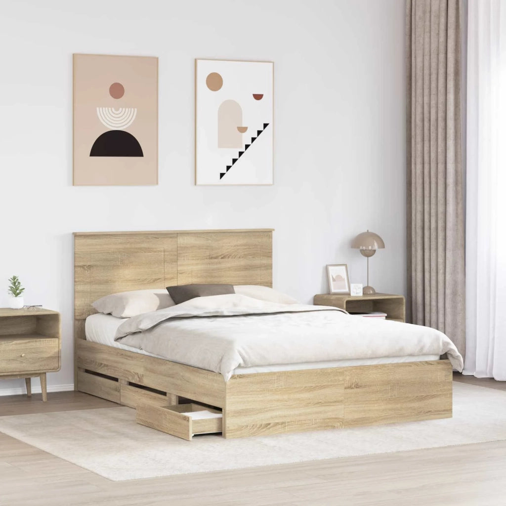 Struttura del letto con cassetto Rovere Sonoma 140 x 200 cm
