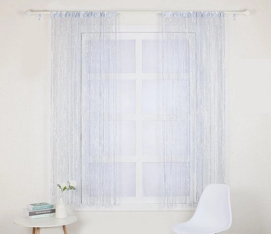 Cordone decorativo per tende, tende, cucina, soggiorno, camera da letto, casa, pennelli per tende di separazione, 2m*1m, tenda singola (senza accessori), argento grigio.