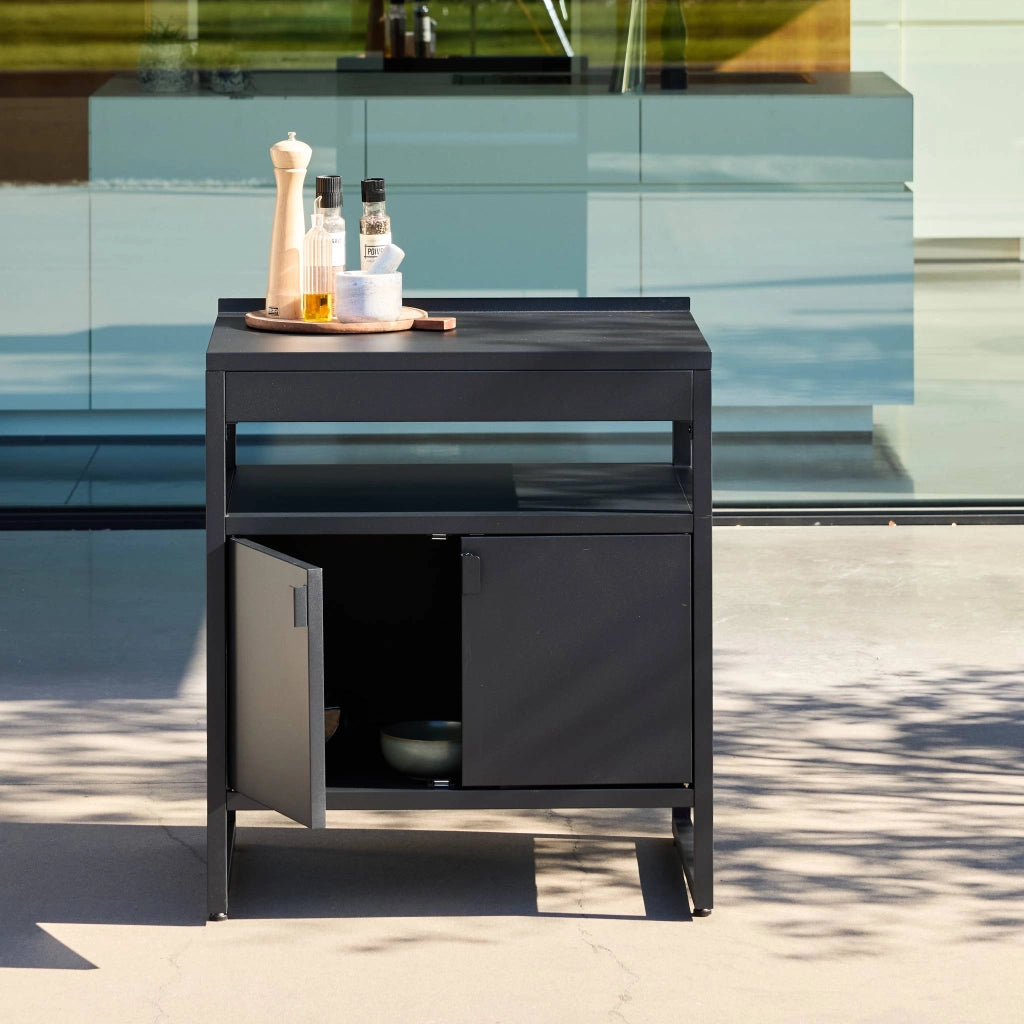 Cucina esterna in acciaio con 2 ante, 80cm, nero