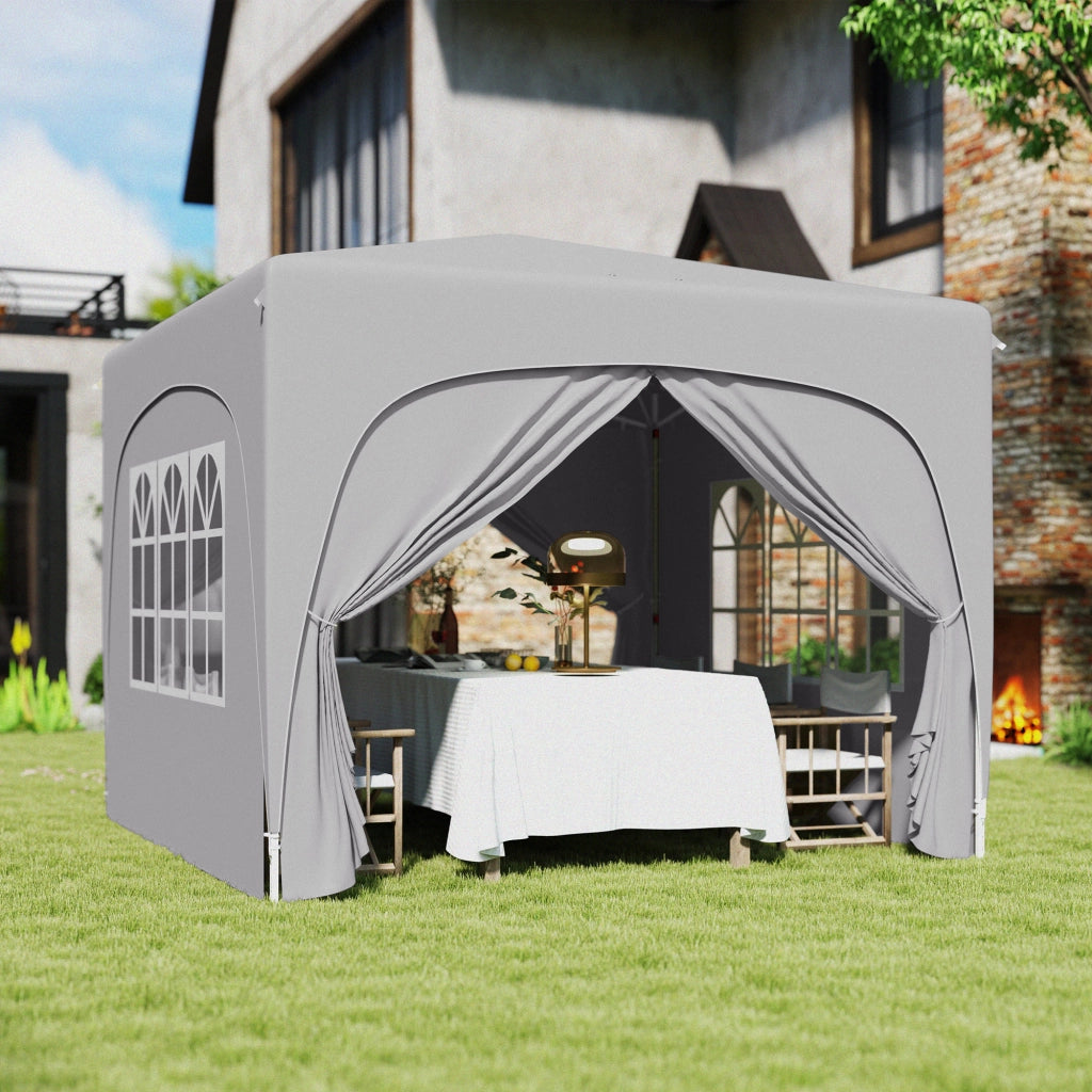 Gazebo da Giardino 3x3m Pieghevole con Altezza Regolabile, Protezione UPF50+ e Borsa, Grigio Chiaro