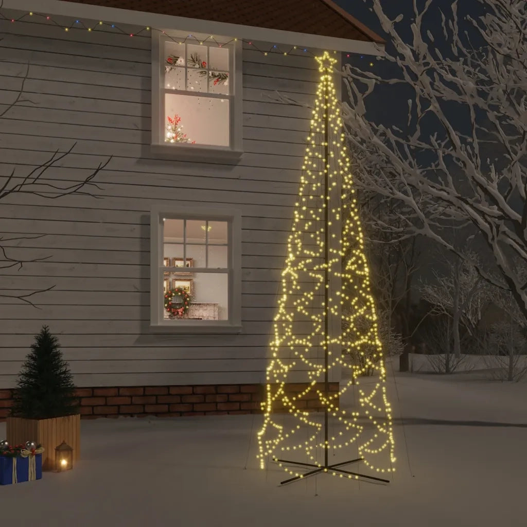 Albero di Natale | Decorazioni natalizie a Cono Bianco Caldo 1400 LED 160x500 cm