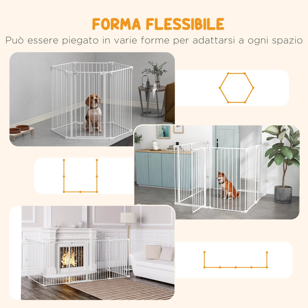 Cancellino per Cani Pieghevole ¨C Zephmum ¨C Bianco Acciaio 123x102x100 cm